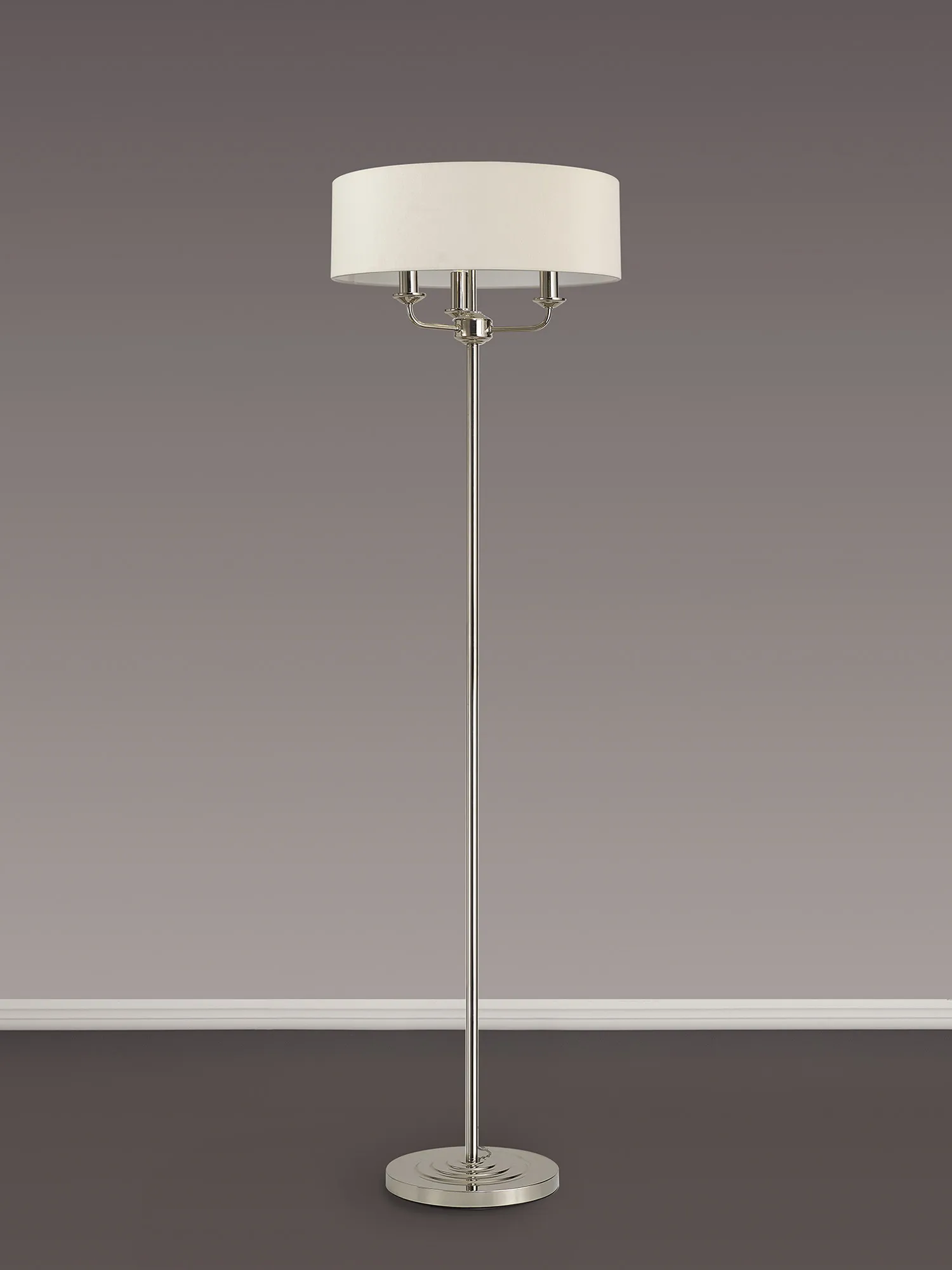 Banyan 45cm 3 Light Floor Lamp Polished Nickel, Ivory Pearl DK0884  Deco Banyan PN IV